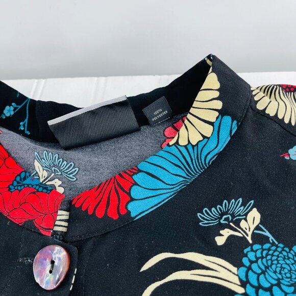 Catherine's Added Dimensions Womens Floral Blouse size 3X Black Red Beige - Picture 3 of 5